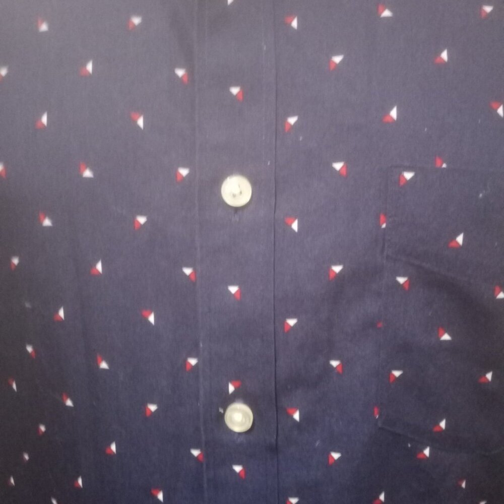 Untuckit Shirt Mens Large L Blue Geometric Nautical Preppy Performance Decoy WF - Picture 3 of 11